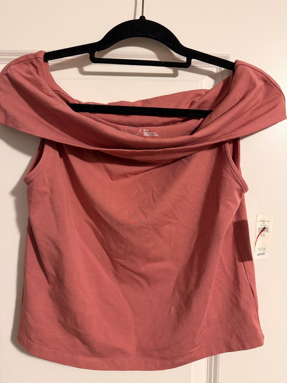 NWT Aerie Women's XL Off Shoulder Foldover Knit Top Dusty Rose Mauve